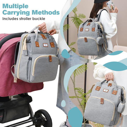Backpack, JSTPRO Diaper Bag Large Waterproof Lightweight Diaper Bag with Changing Station, Insulated Pockets, USB Port