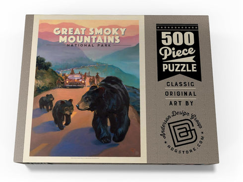MyPuzzle Great Smoky Mountains National Park: Bear Jam - Vintage 500 Piece Jigsaw Puzzle for Adults
