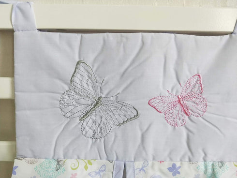 CribMATE 1 Purple Butterfly Nursery Diaper Stacker PC Floral Butterfly Diaper Hanging Bag for Baby Girl (Purple