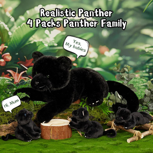 Babies,18'' 4 Packs MorisMos Black Plush Panther Stuffed Animal with Big Mama and Baby Stuffed Panther Toys for Kids