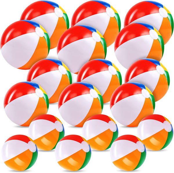 JOYIN Rainbow Beach Balls(18 Pack), Inflatable Swimming Pool Toys for Summer Water
