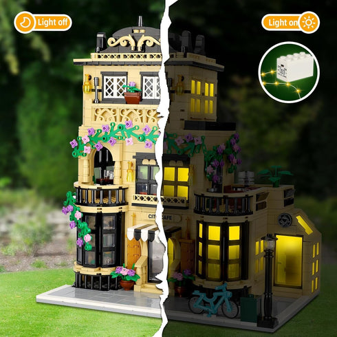 City Coffee Shop Building Blocks Set, Compatible with Lego City House, 1443pcs Modular Building for Adults
