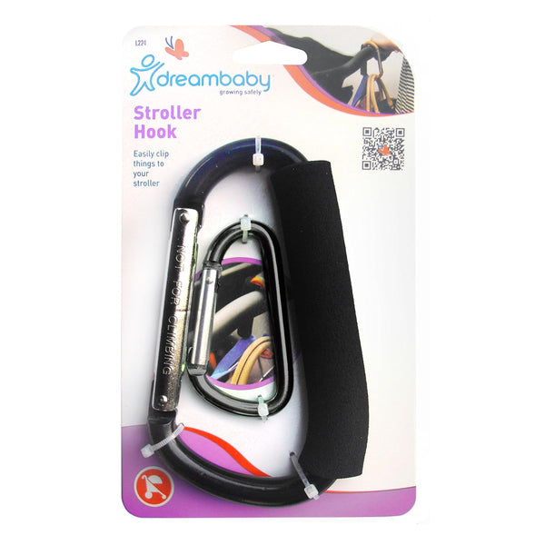 Dreambaby Stroller Carabiner Hook - 2Pack Stroller Clip Organizer for Purse Grocery Bag