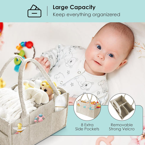 2-Pack Set HIPHOP PANDA Diaper Caddy Organizer - Newborn Essentials Baby Registry Must Haves - Sturdy Nursery Storage