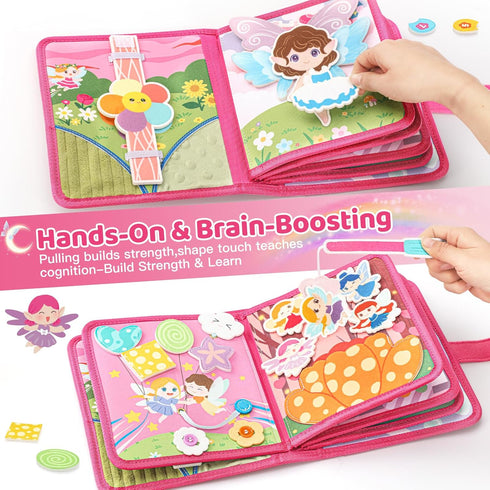 Hiber Sea 22 1 1-3, 1 1 2 in Busy Book for Toddlers Sprite Montessori Toys for Year Old with Fishing Game, Soft Sensory