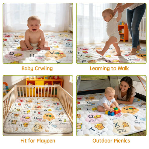 50" 50" ENVTEK Baby Play Mat for Floor Playpen - X Playpen Mat,Thick One-Piece Crawling, Odorless Floor Mat, Non-Slip