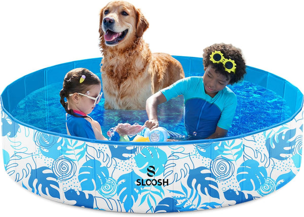SLOOSH Foldable Dog Kiddie Pool - Portable Hard Plastic Kids Baby Doggie