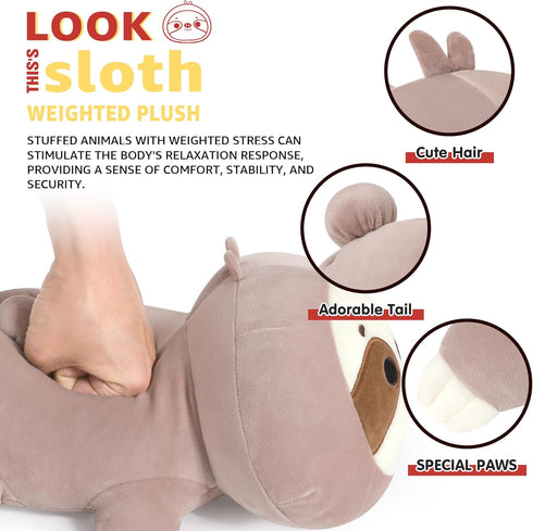 (9.8", 1.0Lbs) Onsoyours Original Weighted Sloth Plush, Cute Hugging Sloth Weighted Stuffed Animal, Soft Collectible