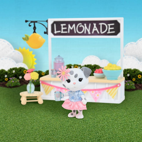 Sweet & Sour Lemonade Stand, Complete Set with Miniature Doll Figure, 9 Pieces, Ages 3+