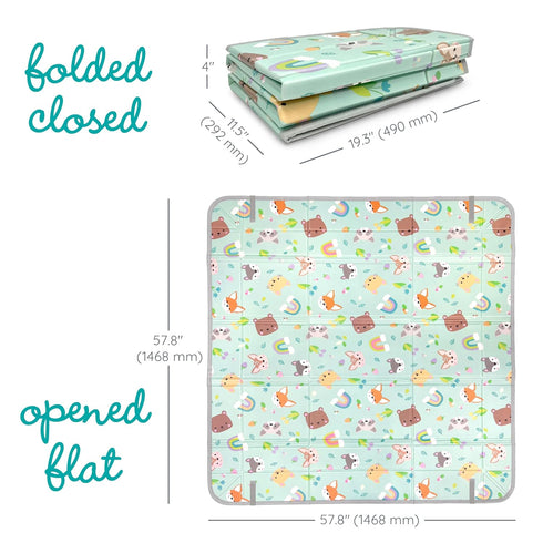 57" Infantino Foldable Soft Foam Play Mat, Baby Mat for Floor Time, Lightweight, Easy to Store, Wipeable, Animals