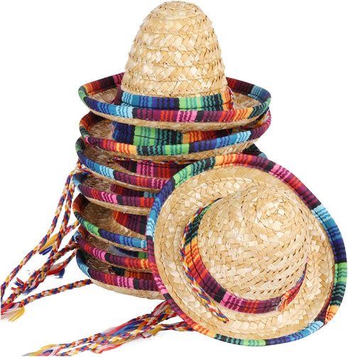 BTYMS 8 Pieces Mini Sombrero Party Hats - Fiesta Party Decorations for Table, Dolls, Dogs, 5.9 Inch