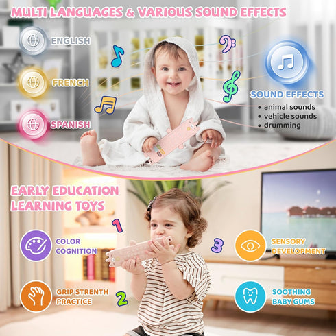 Baby Girl Toys - Remote Control Toy with Unicorn Silicone Cover, Musical Toddler Toys with Lights and Sounds for 6-18