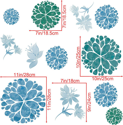 Fashion 3D DIY Creative Blue Flowers Wall Decals, Removable Flower Vines Wall Stickers for Living Room, Nursery Room