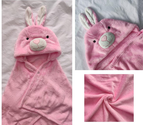 0-4 TONWHAR Years Toddlers' And Kids' Boys Girls Animal Face Hooded Blanket Baby's Bathrobe,Plush After Bath