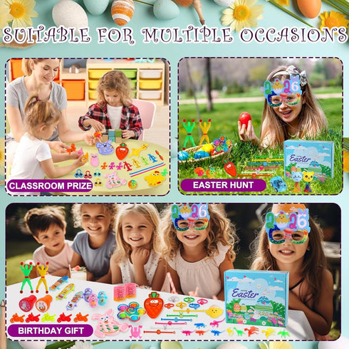 QATITP 600 Pcs Easter Basket Stuffers for Kids Party Favors,Easter Fillers,Fidget Toys,Bulk Easter Toys,Stocking