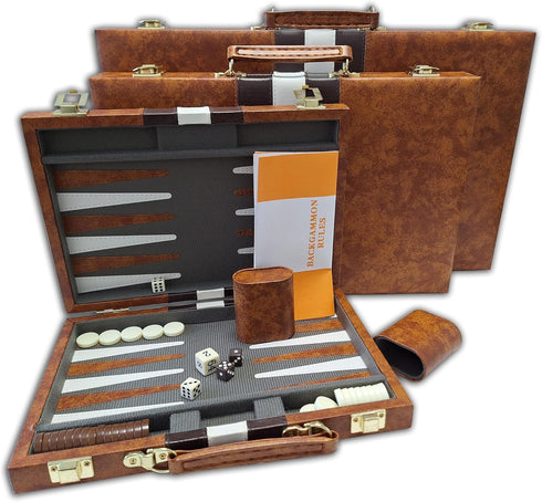 Brown and White Backgammon Set - CHH 18"