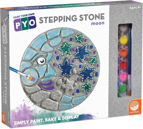 MindWare Paint Your Own Stepping Stone Kit - Mosaic Moon and Stars - Kits Include Paint and Brushes