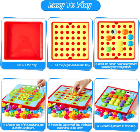 Geekper Button Art Toys for Toddlers - Color Matching Mosaic Pegboard Educational Toys for Kids