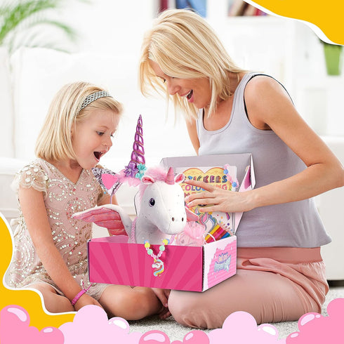 21-Piece Set 3-8 Unicorn Gift for Girls Ages | Soft Plush Stuffed Animals & Dress-Up Accessories Bundle | Idea Birthday