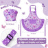 Set 2Pcs 3-6 R HORSE Kid Apron and Chef Hat - Purple Butterfly Toddler Kitchen Apron for Girls, Adjustable Role Play