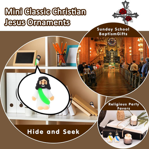 25Pcs URSKYTOUS Little Jesus Figures Bulk Mini Jesus Figurines Tiny Small Rubber Baby Jesus Toys to Hide Cute Pocket