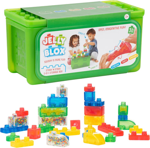 Jelly Blox Stash 'N Stack 2-in-1 Storage Case with 30 Blocks |