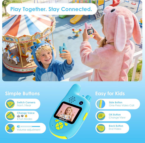 ZENTALITY 312 2-Way 1000ft Video Walkie Talkies for Kids, Toys for Year, Dual Camera, Rechargeable Radio Toy, Send