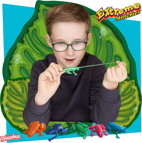 Extreme Stretchies - Frog from Deluxebase, Pack of 5 Small Reptile Animal Stretchy Toys - Perfect for Kids and Party