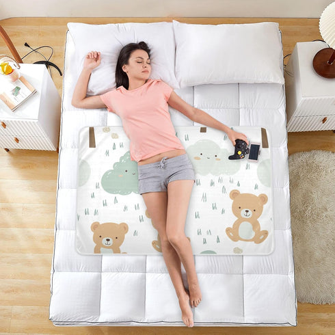 siphylline 52" 34" Cartoon Cute Brown Bear Extra Large Resuable Potty Training Pee Pad Soft Absorbent Diaper Changing