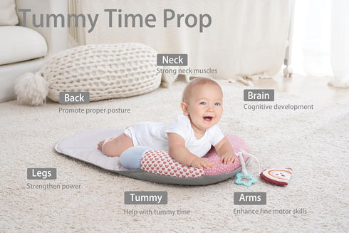 2-in-1 Tummy Tummy MIIMER Time Baby Mat & Seated Support Pillow, Time Cushion with Detachable Support Prop and Toys