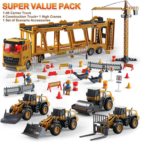 Set 1:40 1:55 Bulldozer, Construction Trucks Toy Alloy Inertia Driving & Simulation Model Toys, Including Forklifts