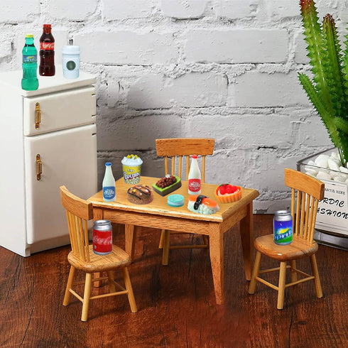 80 Pieces Mini Food Drinks Bottle Toys for Dollhouse Kitchen Accessories Mini Play Resin Food Toys