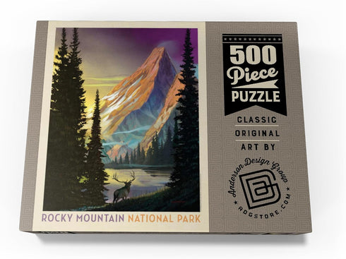 MyPuzzle Rocky Mountain National Park: Pyramid Peak Vintage Poster - Premium 500 Piece Jigsaw Puzzle for Adults
