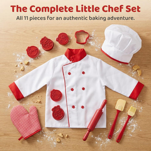 11 Set, Set, 3+, Noamus Pcs Kid Chef Role Play Costume Pretend Chef Outfit with Realistic Accessories, Kitchen Toys Kid