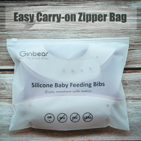 Ginbear Silicone Bibs for Babies, Waterproof Feeding Bibs with Food Catcher Pocket, Adjustable for Toddlers (Dark
