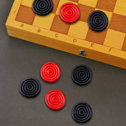 Sumind 48 Pieces Wooden Checkers Pieces, 1.06 Inch Checker Pieces in Drawstring Storage Pouch for Travel Office