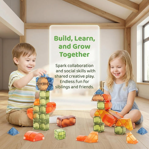 JINHUDIE (1.38 inches) 3D 1-3 4-8, Magnetic Building Blocks Magnetic Tiles - Building Blocks for Toddlers & Kids Ages