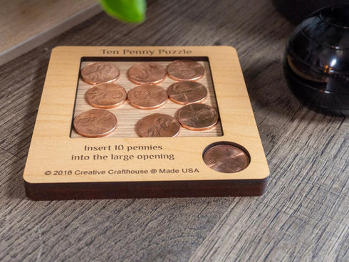 10 Penny Puzzle - Engaging Wood Brain Teaser