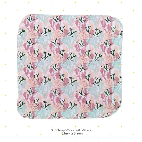 Spasilk Soft Terry Washcloth Wipes Set, Pack of 10 for Newborn Boys and Girls, Pink Coral