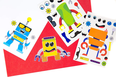 24 Make A Robot Stickers for Kids - Fun Craft Project and Birthday Party Favors for Children 3+