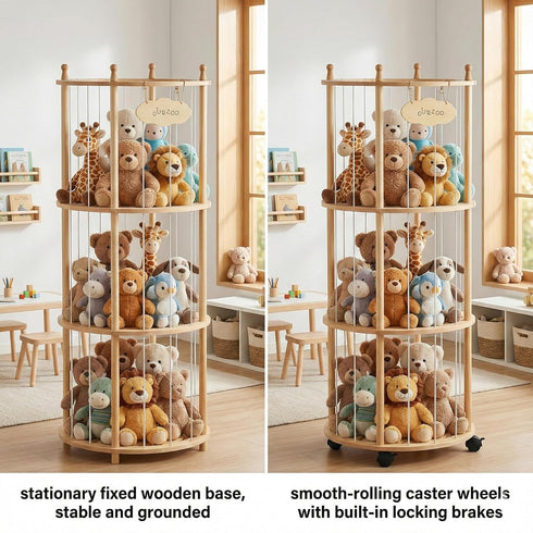 Organizer,54"Plush Stuffed Animal Zoo Storage Large Wooden Stuffed Animal Holder&Toy Storage for Kids Playroom
