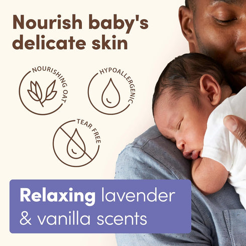 8 Oz Aveeno Baby Calming Comfort Bath & Wash with Relaxing Lavender & Vanilla Scents & Natural Oat Extract