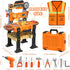 Set Set 3-5 Kids Tool Bench with Electric Drill & Vest, Kids Tool Toddler Workbench Transformable Kid Tools Box