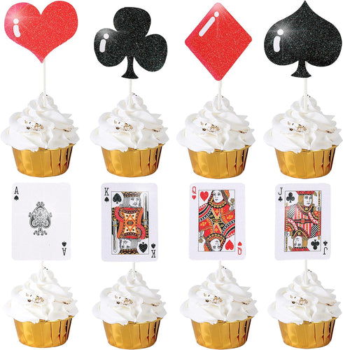 32pcs Casino Cupcake Toppers - Casino Poker Theme Party Decorations for Las Vegas Casino Night Birthday Supplies