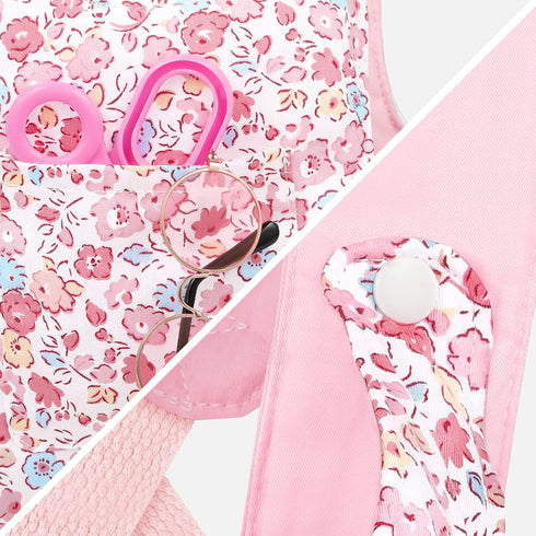GAGAKU Baby Doll Carrier - Stuffed Animal Carrier for 12 to 24 Inch Reborn Dolls - Adjustable Straps, Pink Flowers