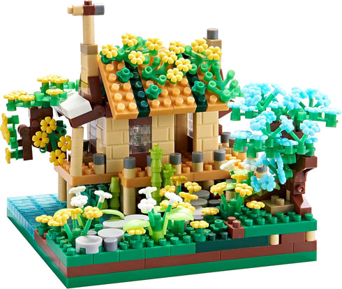 Architecture Port Cabin Building Set Model Kit - 600 PCS Mini Blocks with 2 Figures, Gift for Kids and Adults