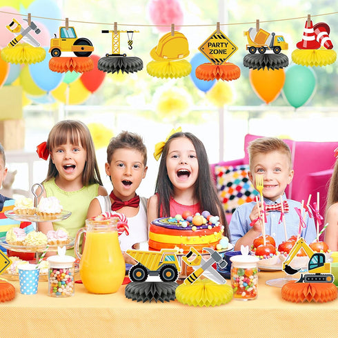 9 3D Threan Pieces Construction Party Centerpieces Honeycomb Car Truck Zone Centerpieces Table decorations for Baby