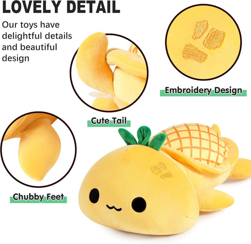 Onsoyours Cute Pineapple Turtle Plush, Soft Stuffed Animal Pillow for Kids, 13"