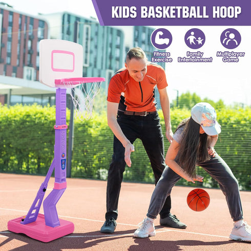 SUPER JOY Adjustable Toddler Basketball Hoop for Kids 1-3, Portable Indoor Outdoor Basketball Goal for Boys Girls