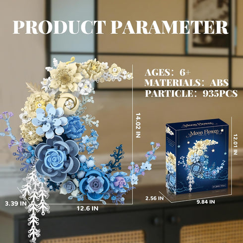 Nayihoop Set -934pcs Moon Flower Building Botanical Collection Blossom for Wall Decor